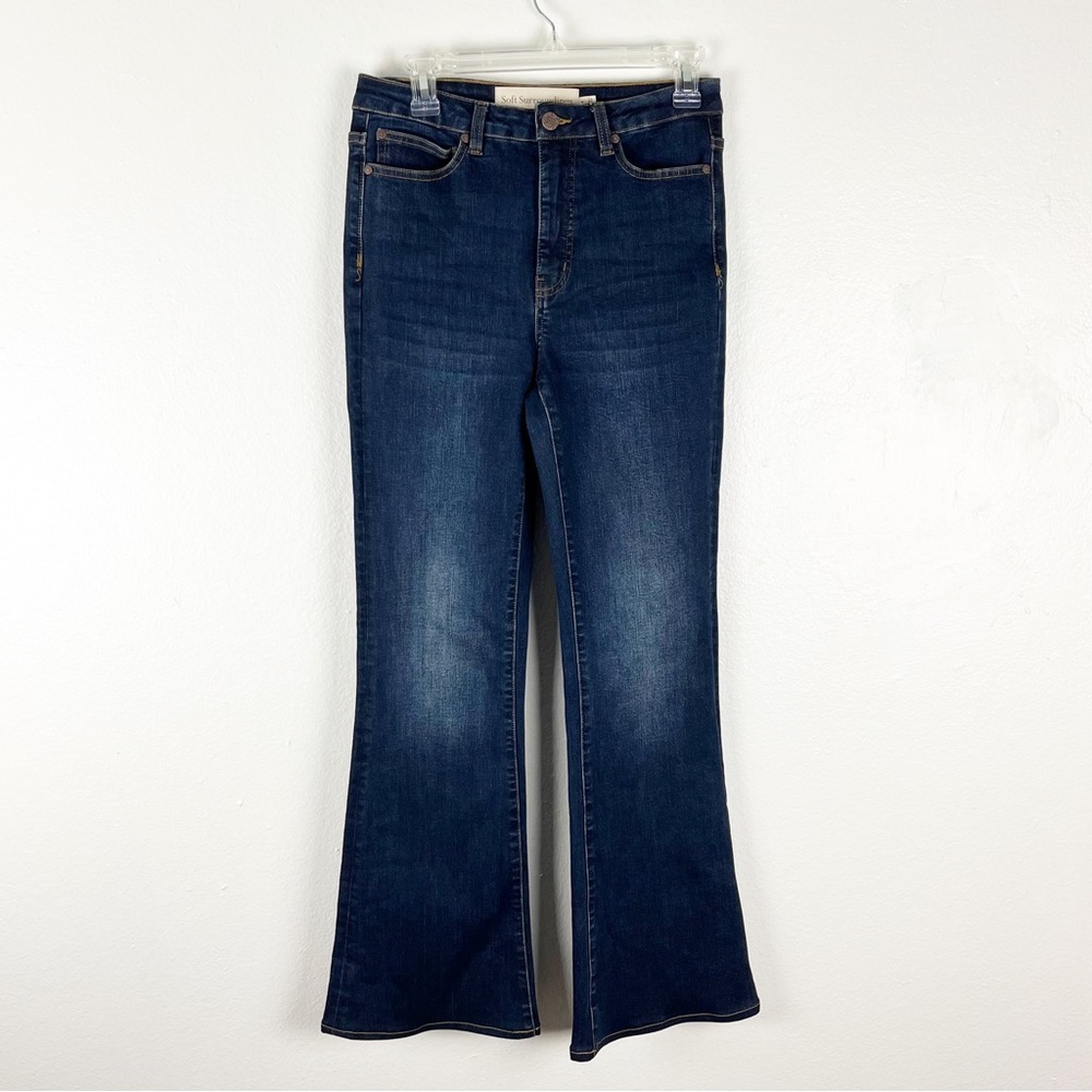 SOFT SURROUNDINGS Dark Wash High Rise Flared Legs Denim Jeans Size 4 Boho